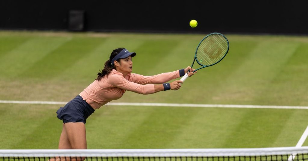 Raducanu aces her way into first grass quarterfinal in Nottingham